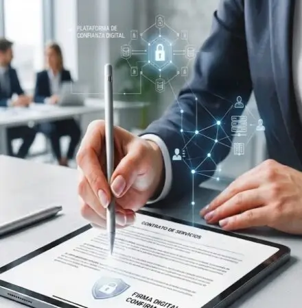 Plataforma de confianza digital para la firma de contratos de servicios y acuerdos legales con plena validez jurídica en España.